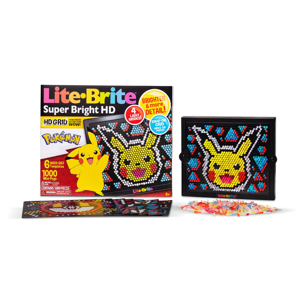 Lite Brite Super Bright HD Pokemon Edition - Creative Retro Light-Up Screen – Educational Play for Children Enhances Creativity Gift for Boys and Girls Ages 6+
