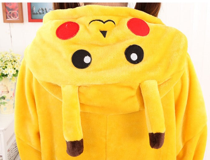 Flannel Couples Pajamas with Pikachu Cartoon Design