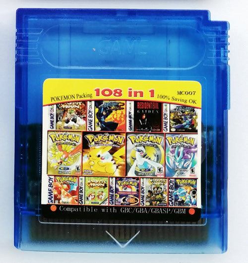GB GBC Game Card 108-in-1 with Pokemon & Mario