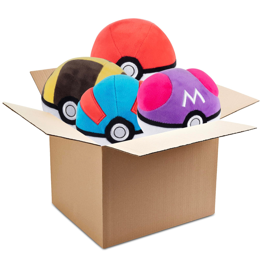 Pokemon 5" Poke Ball Plush Assorted Blind Box 2-Pack - Receive 2 of 4 Pokeball Toy Styles - Poke Master Ultra Great - Officially Licensed - Easter Basket Stuffer Gift for Kids Boys Girls - 2+