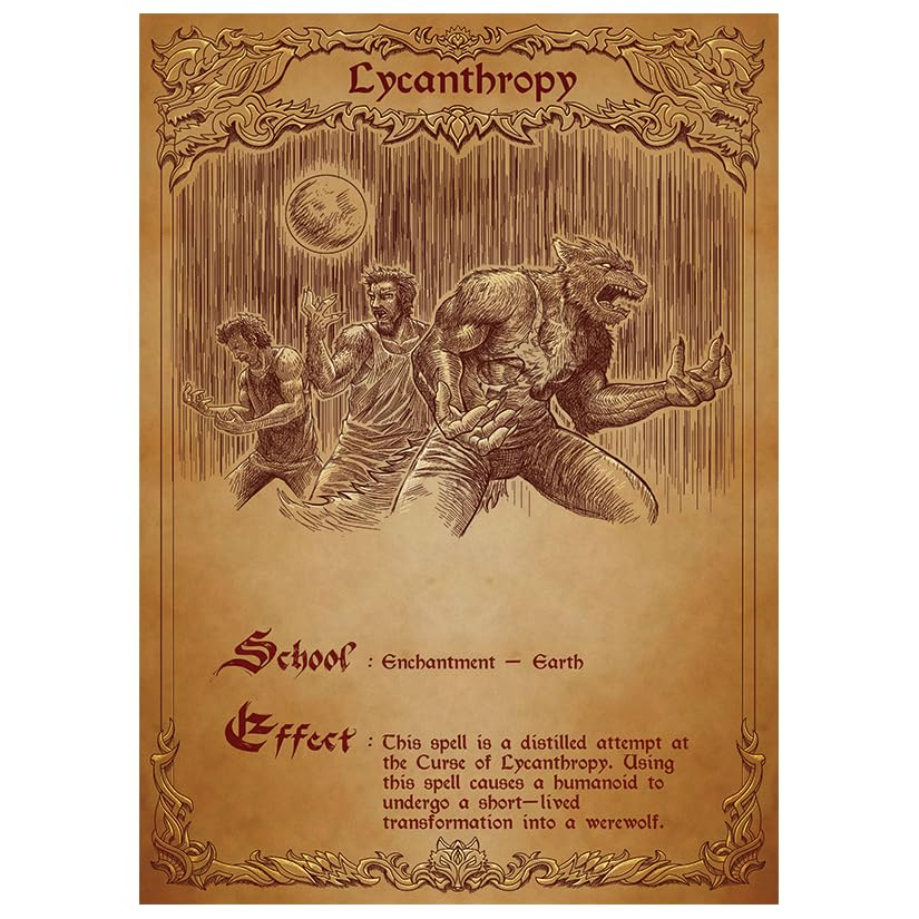 Fantasy North - Spell Scrolls I - 100 Textured Matte TCG Card Sleeves - Fits Magic MTG Commander Pokemon and Other Card Games - Playing Card Sleeves (Lycanthropy)