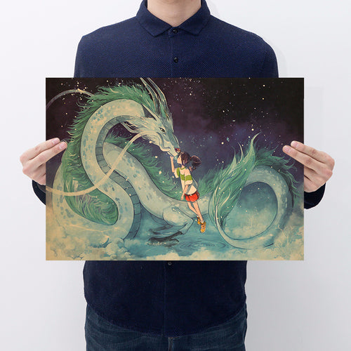 Anime Vintage Posters on Kraft Paper
